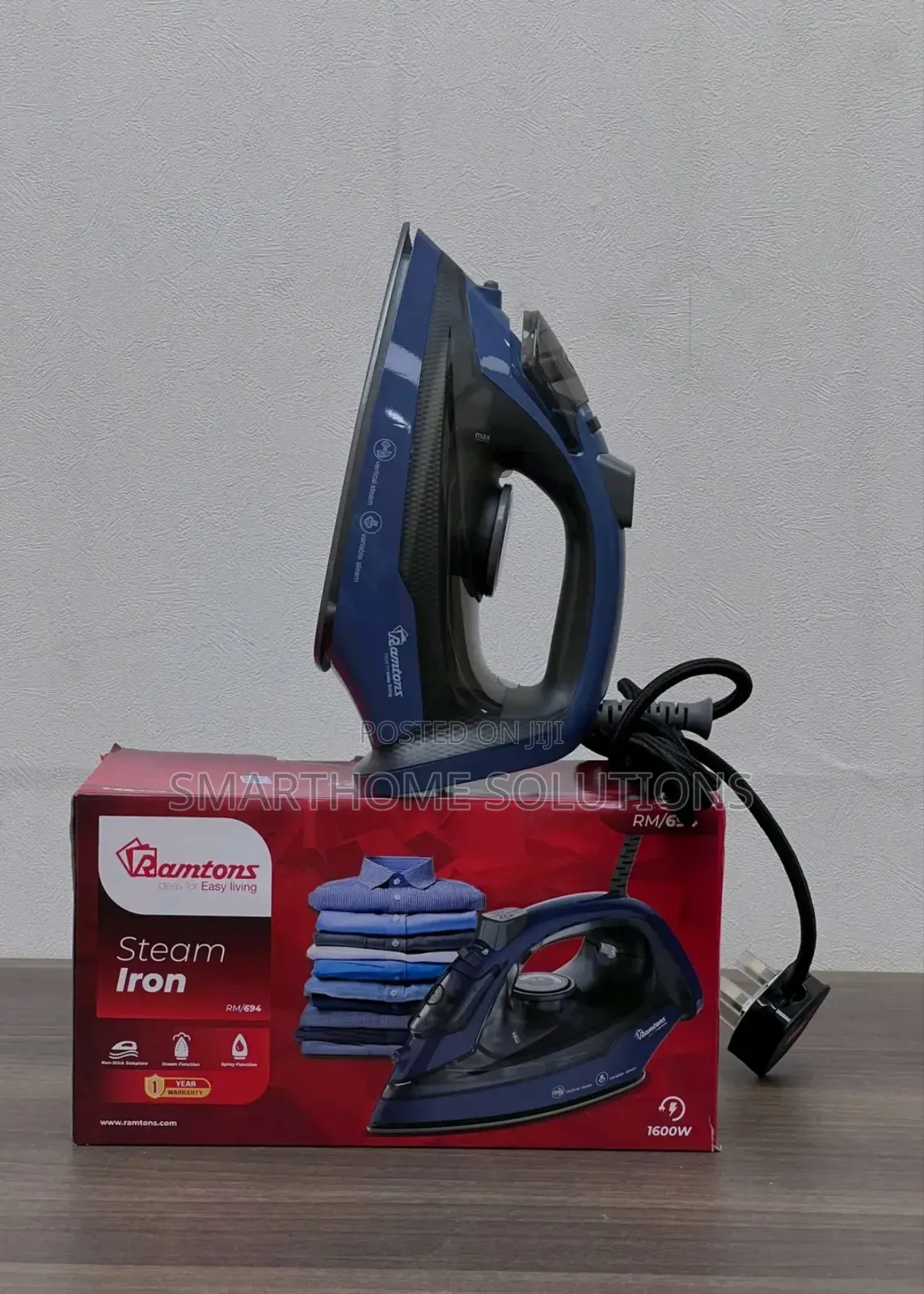 Ramtons Steam Iron RM/694 1600W Non-Stick Soleplate