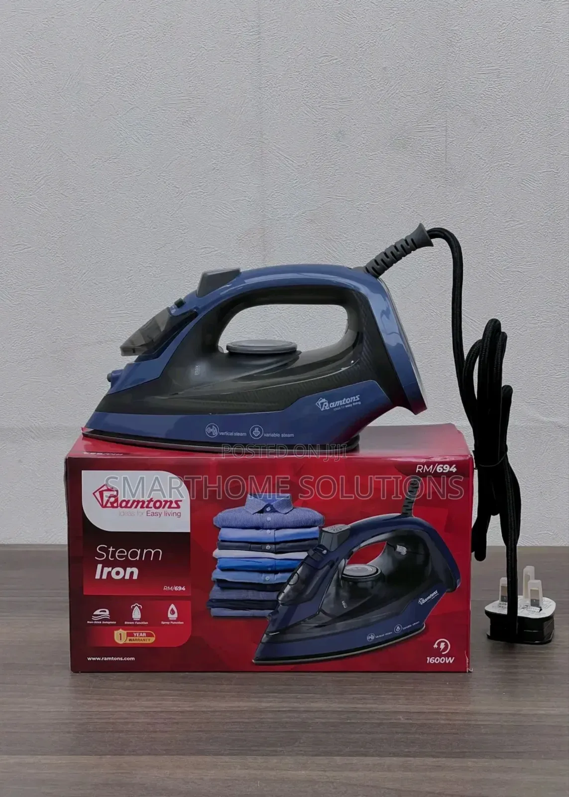 Ramtons Steam Iron RM/694 1600W Non-Stick Soleplate