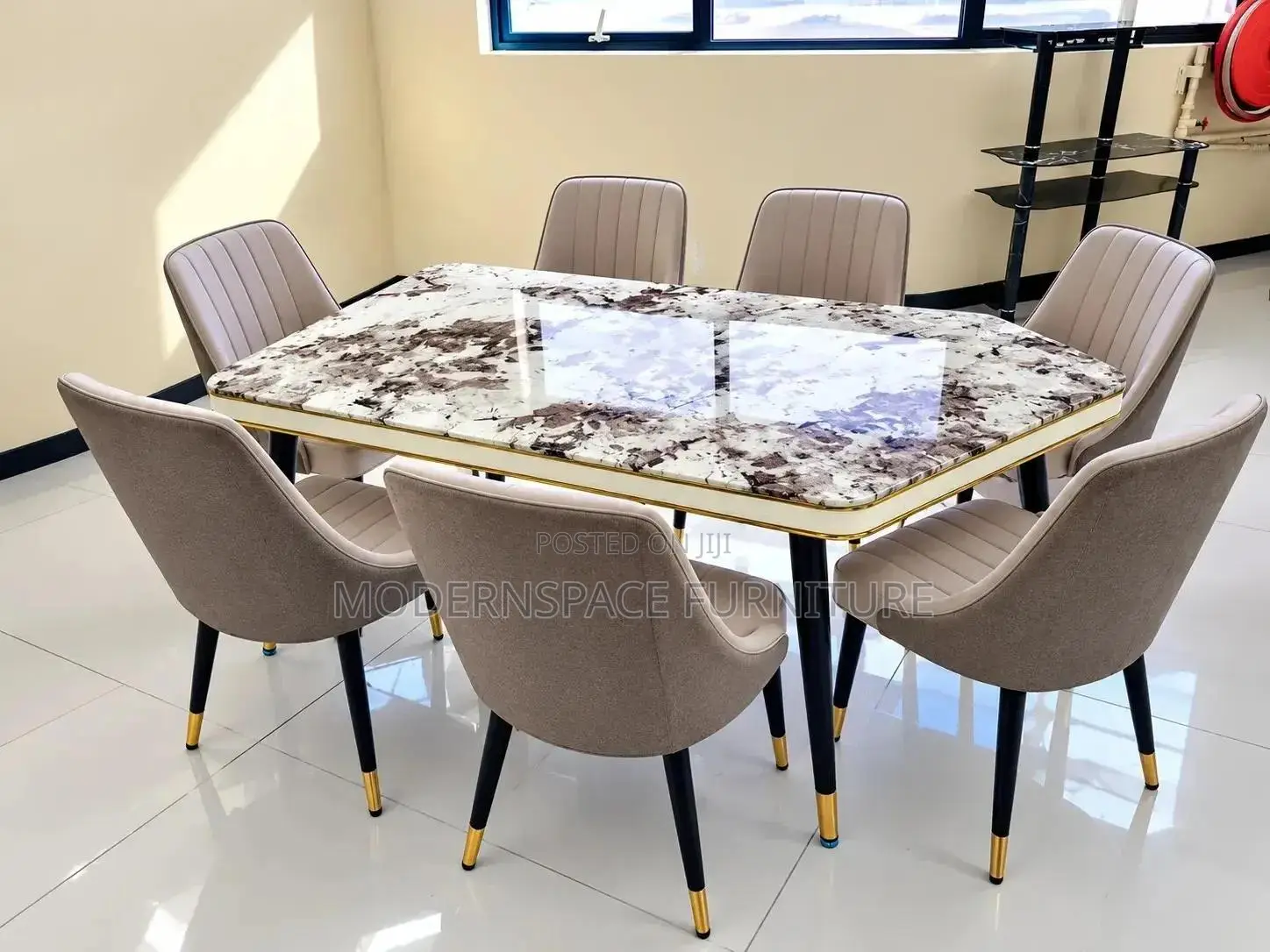 Seater Modern Dining Table Set | Marble Top & Dining Chairs