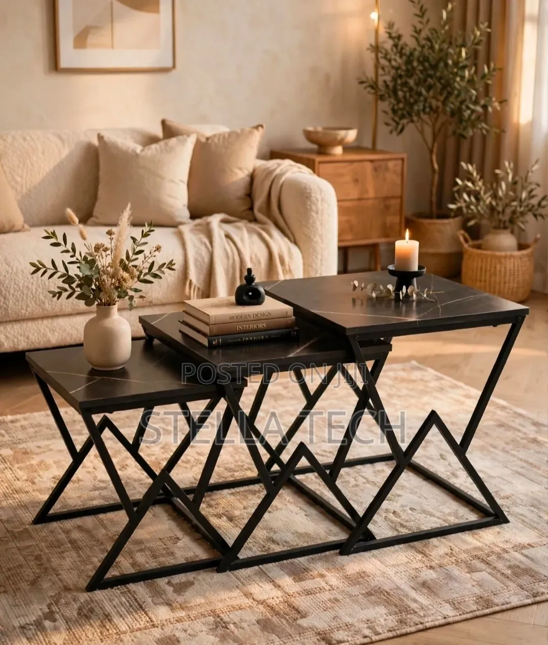 3 in 1 Morden Executive Squire Pure Marble Table