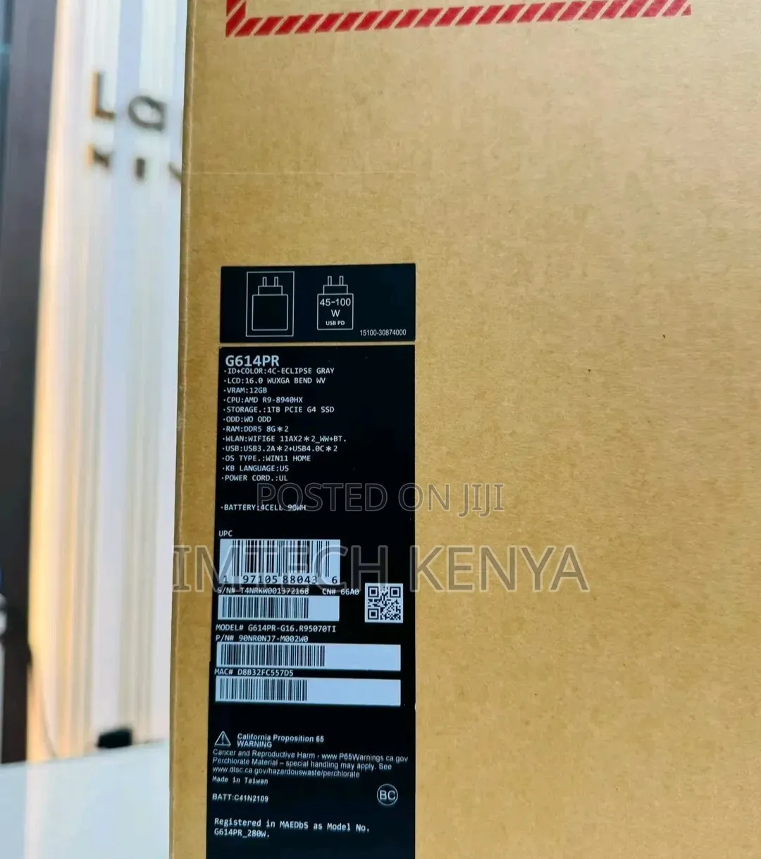 New Laptop Asus ROG Strix G16 G614 16GB AMD Ryzen 9 SSD 1T