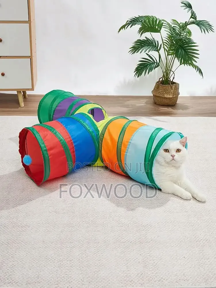 3-Way Collapsible Rainbow Cat Tunnel Toy