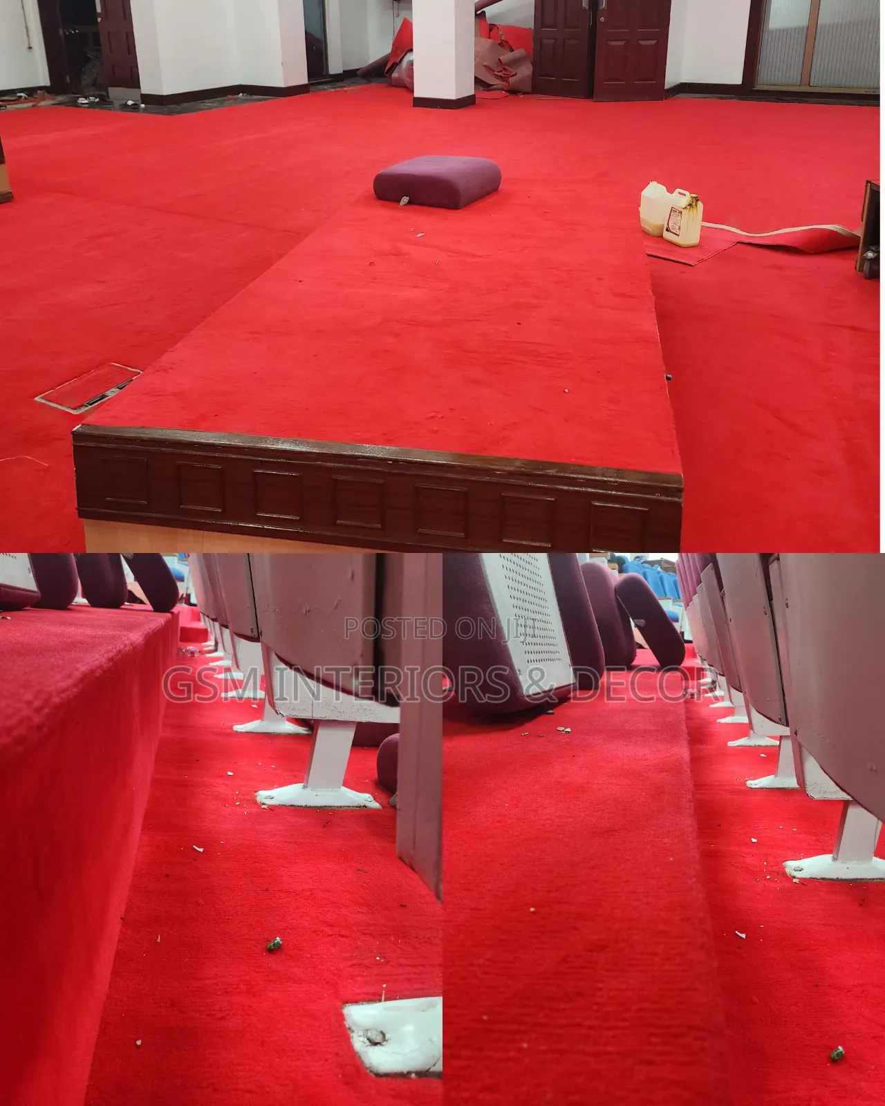 Wall to Wall Office Carpets in Auditorium Installation Screwed
