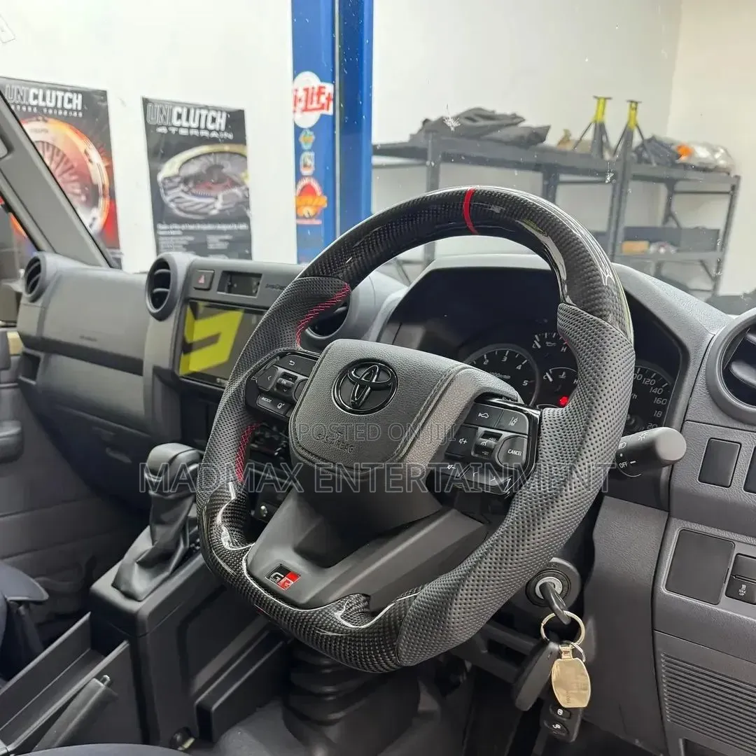 Gr Style Carbon Fiber Steering Wheel on Toyota Land Cruiser 70/76/79