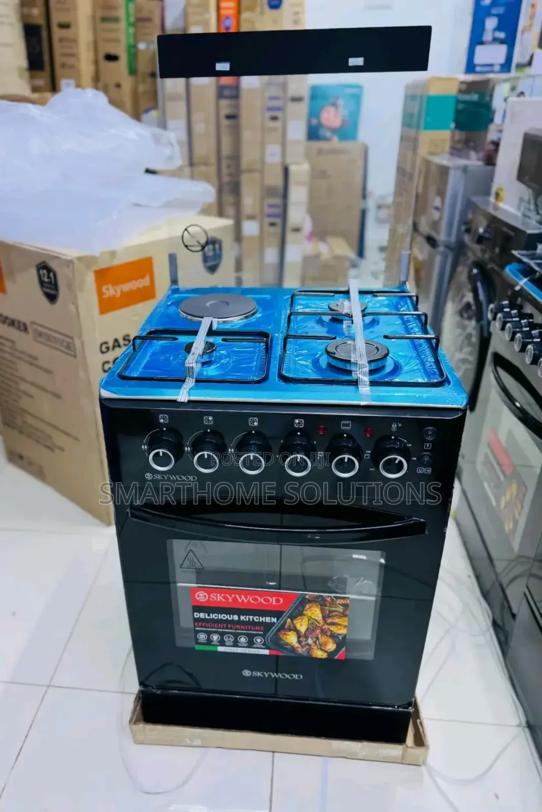Skywood 60x60 3+1 Standing Cooker, Electric Oven, Stainless Steel Top