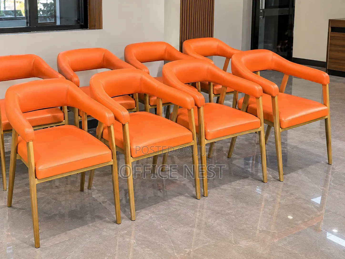 Orange Dining Chair With Wooden Legs