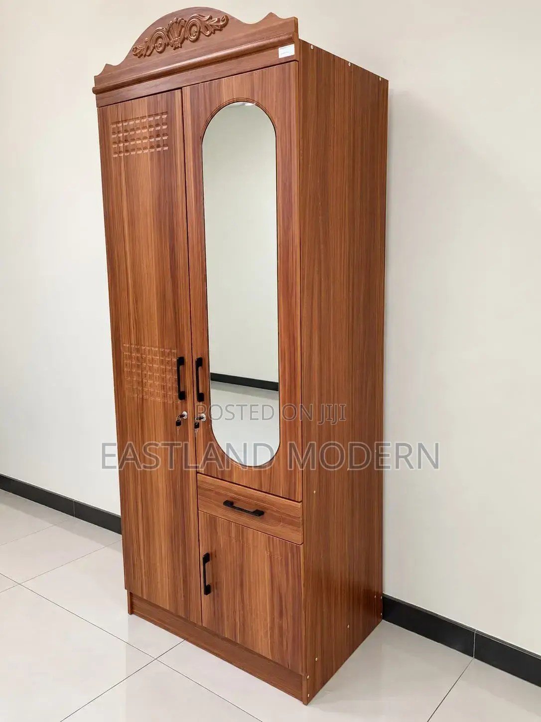 Wooden Wardrobe With Mirror and Drawers.