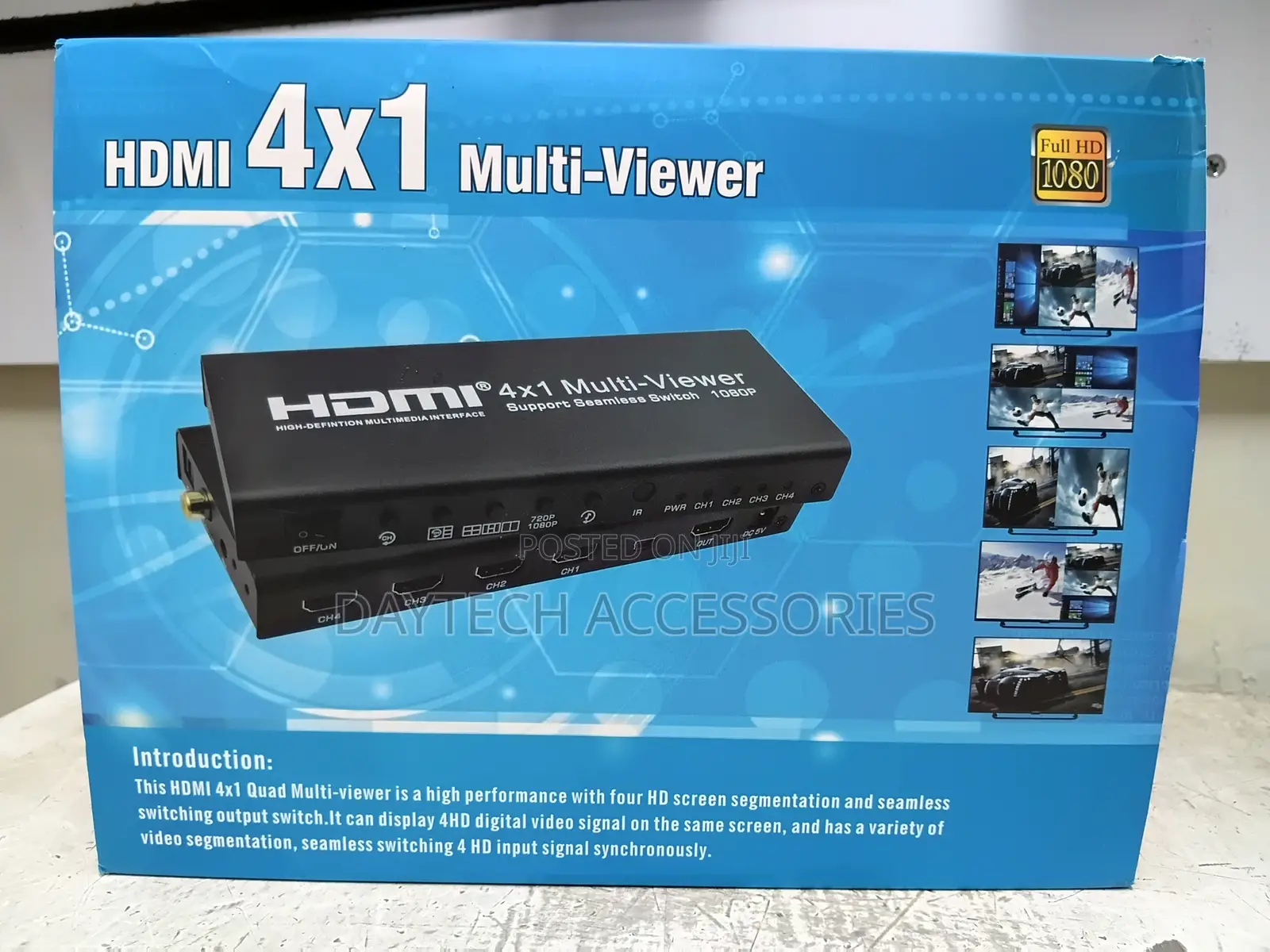 HDMI 4x1 Quad Multi-Viewer Switch Converter - Black
