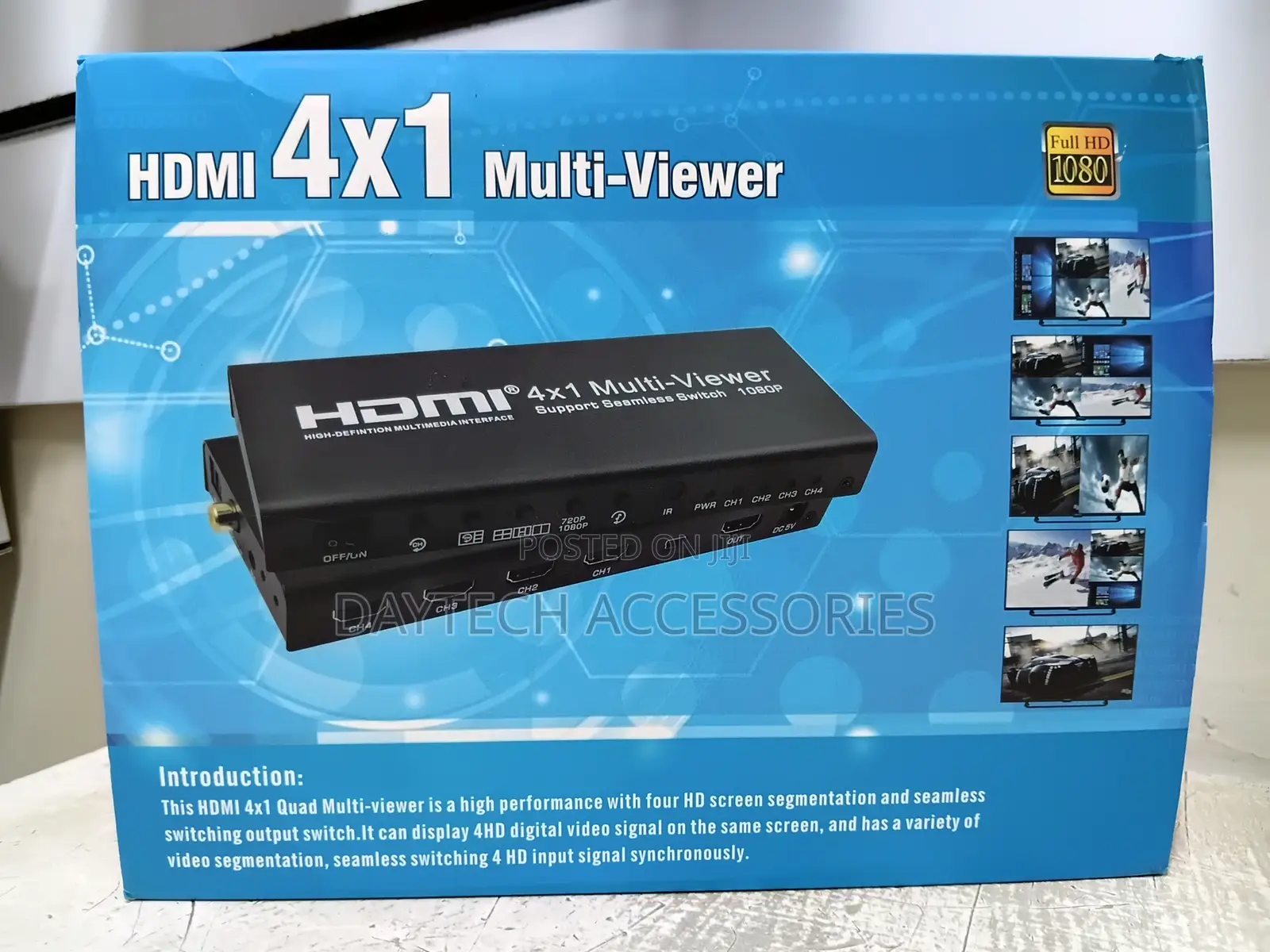 HDMI 4x1 Quad Multi-Viewer Switch Converter - Black