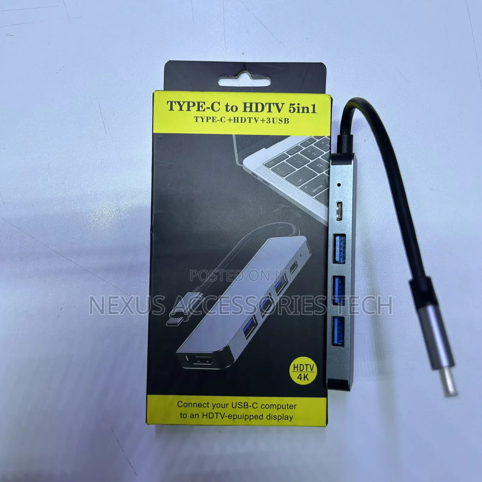 5-in-1 USB-C Hub to HDMI 4K Adapter – Type-C + HDMI + 3 USB Ports