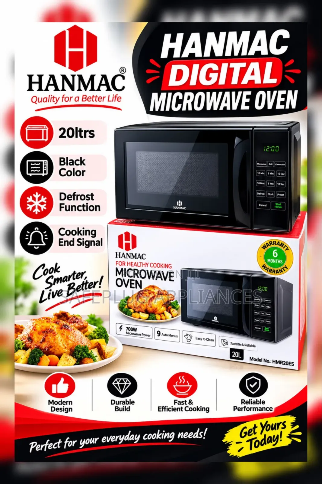 Hanmac 20L Digital Microwave – Black