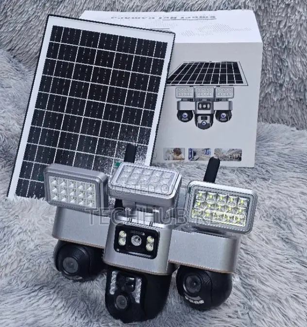 V380 3-Lens 3-Screens 4g Wireless Solar Camera Outdoor PTZ CCTV
