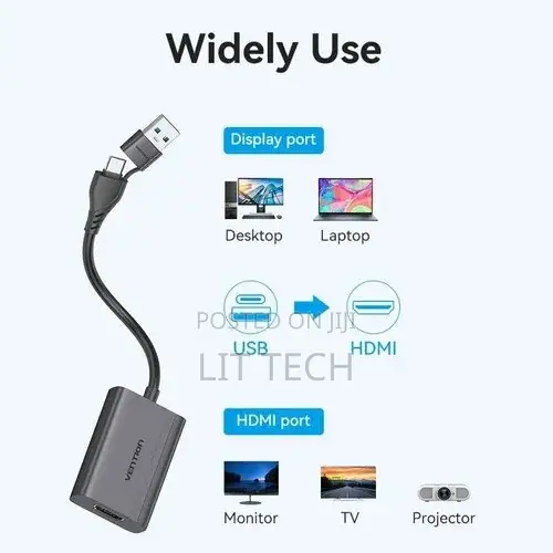 Vention Acyhb USB-C + USB-a to Hdmi Adapter 0.15m – 4k Uhd Display