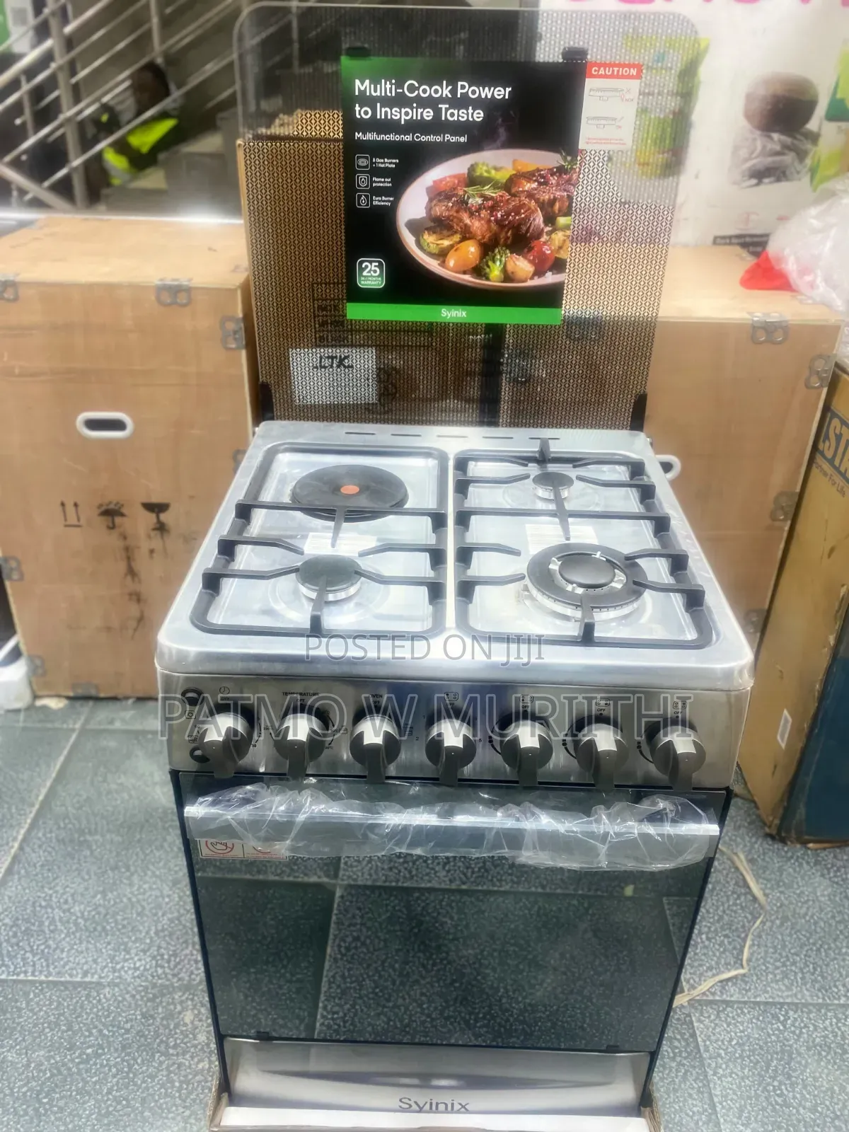 Syinix 50*50 Standing Cooker 3 Gas +1 Electric Plate