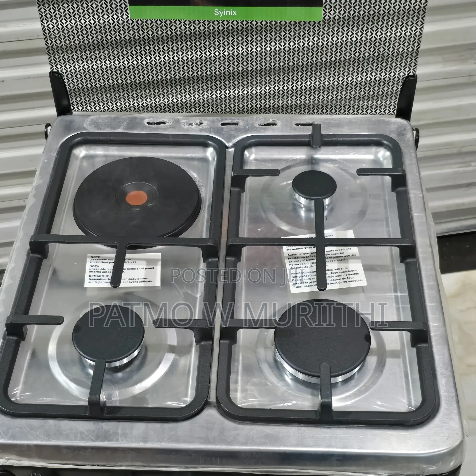 Syinix 50*50 Standing Cooker 3 Gas +1 Electric Plate