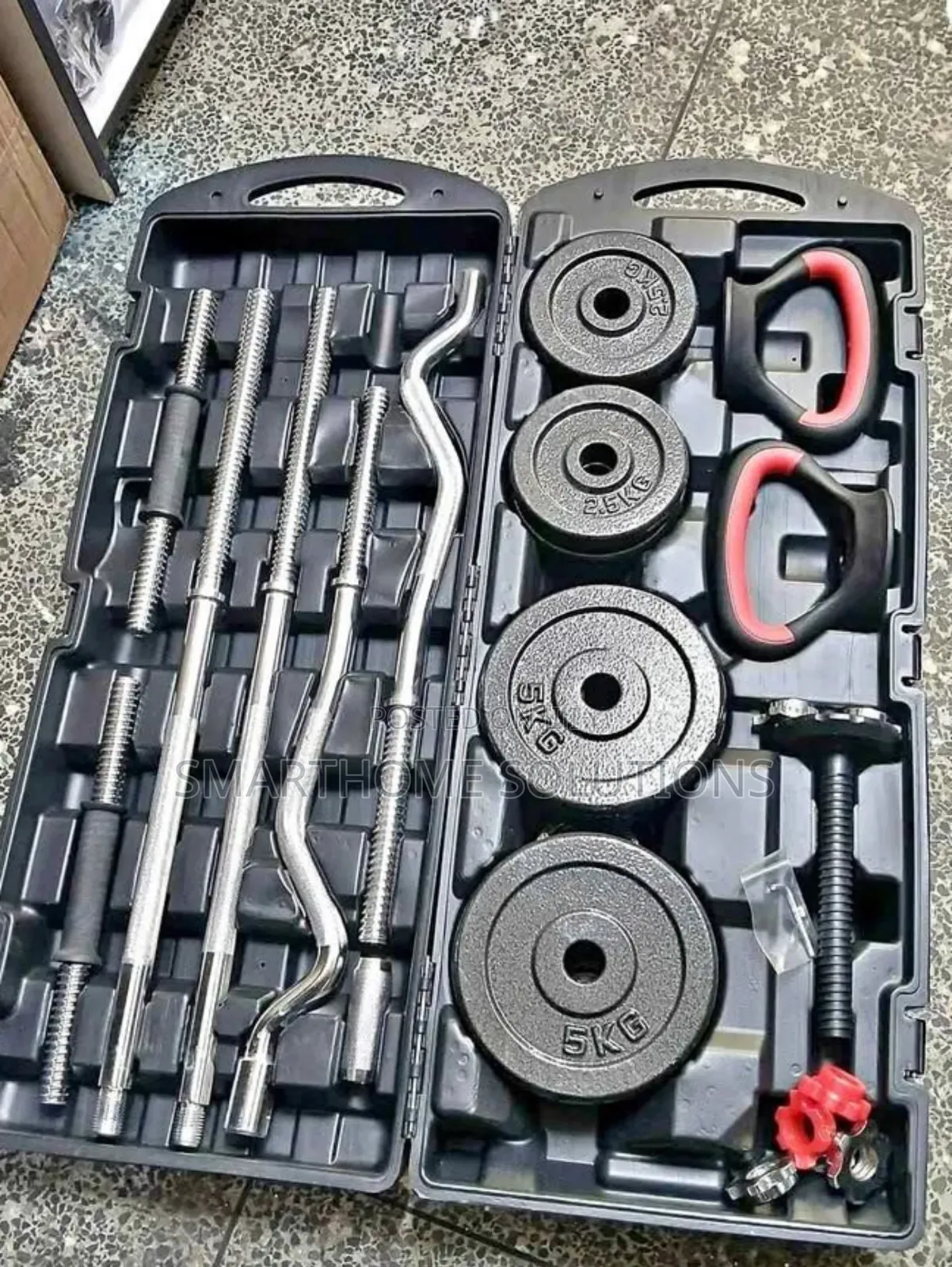 58KG Adjustable Dumbbell and Barbell Set With Case. (58Kg York)