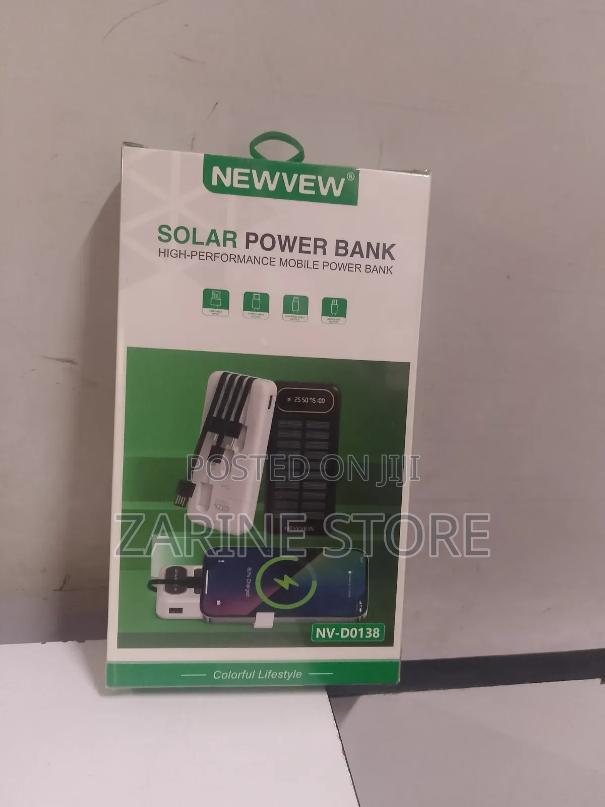 Newvew Solar & AC Power Bank 10000mah With Cables