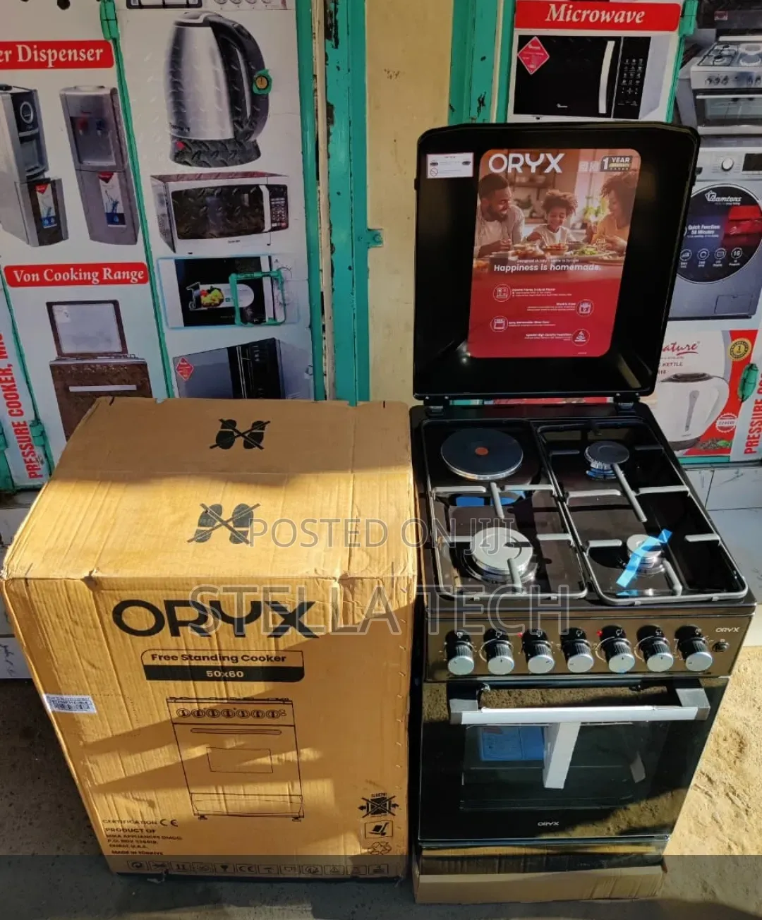 *Oryx Standing Cooker 50X60 3Gas 1Electric With Electric Oven