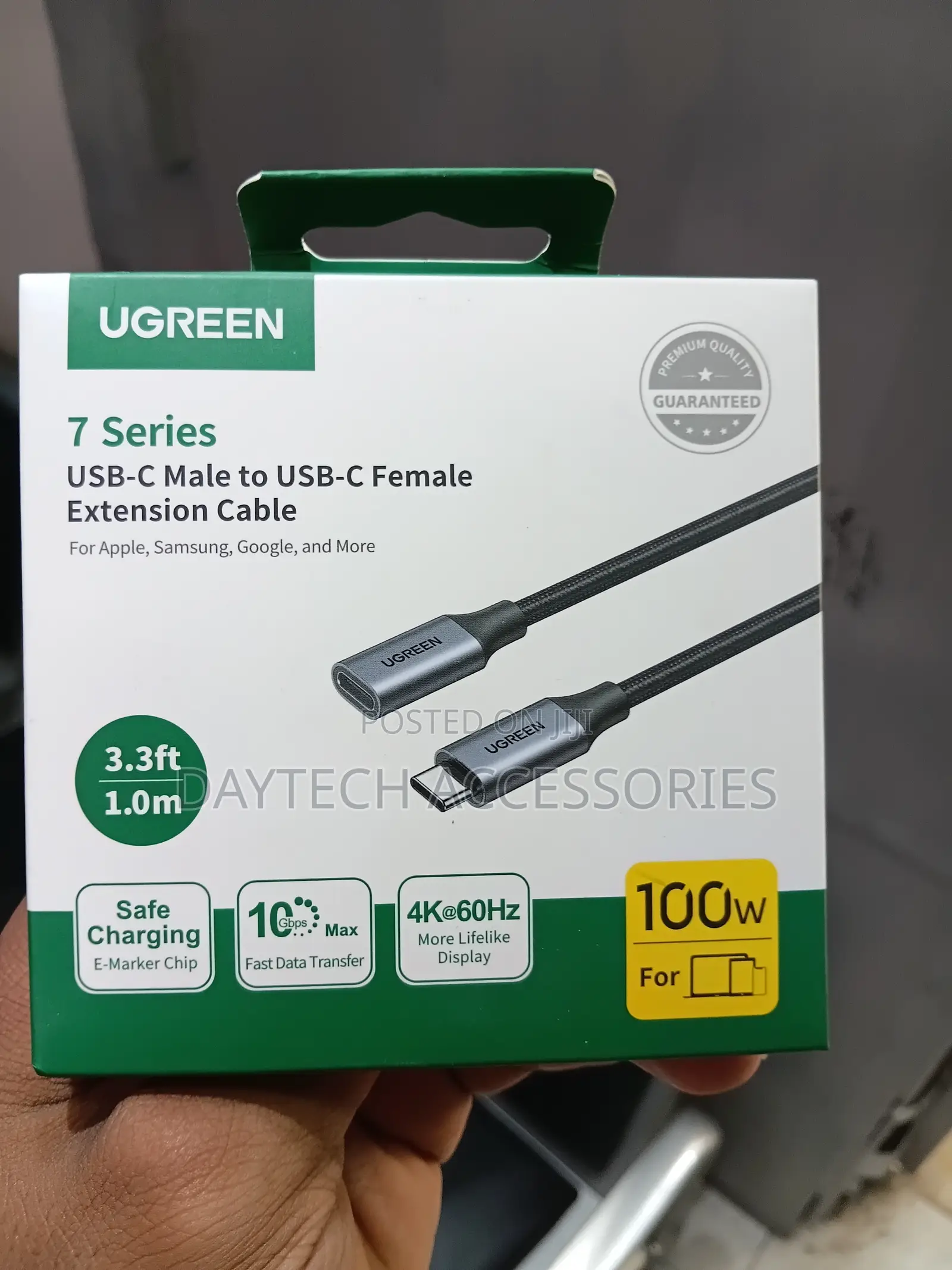 Green 7 Series USB-C Male to USB-C Female Extension Cable 1.0m.
