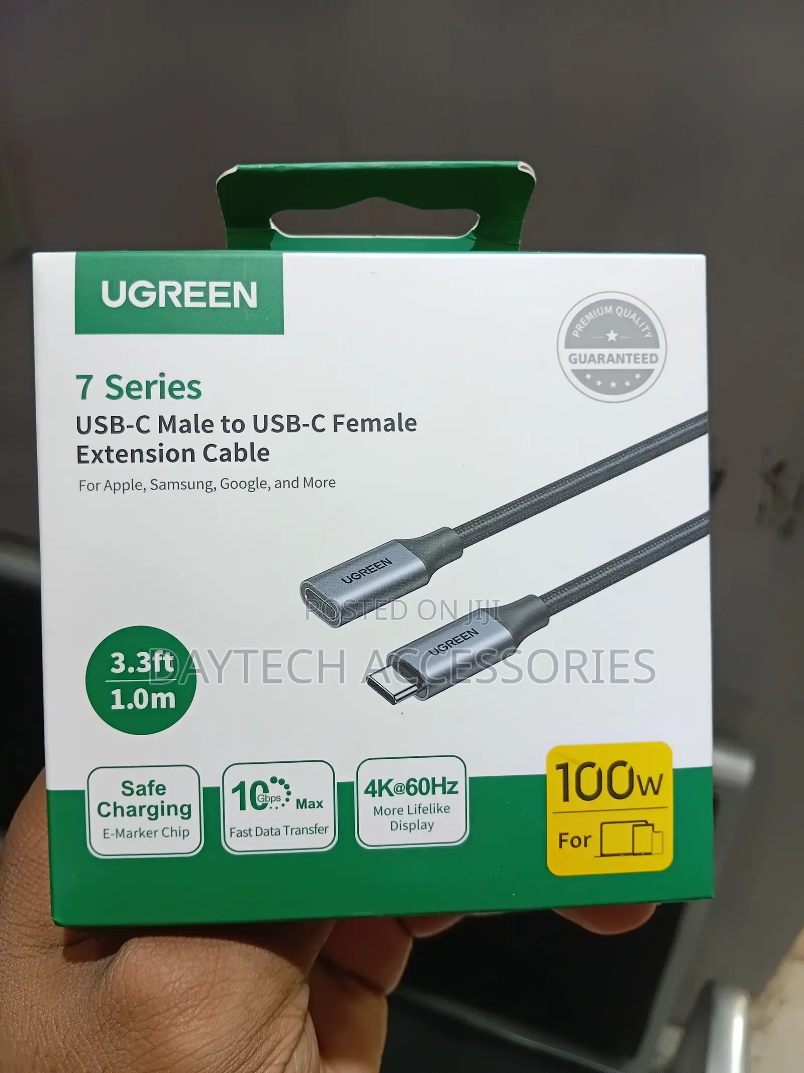 Green 7 Series USB-C Male to USB-C Female Extension Cable 1.0m.