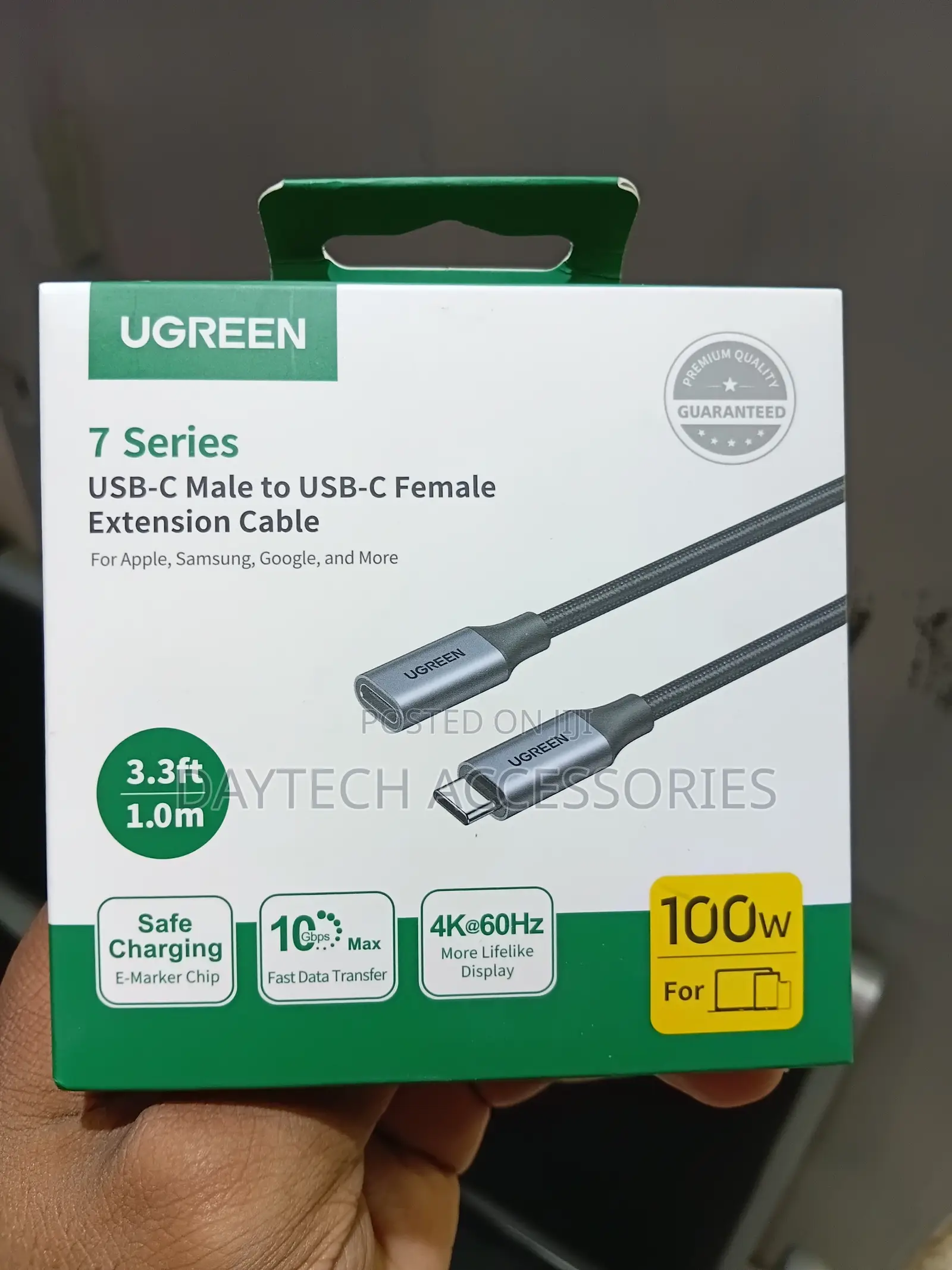 Green 7 Series USB-C Male to USB-C Female Extension Cable 1.0m.
