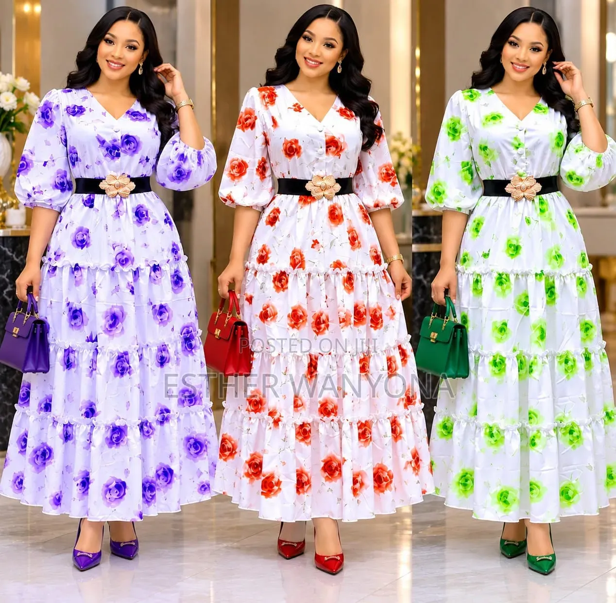 Women's Elegant Floral Print Maxi Dress