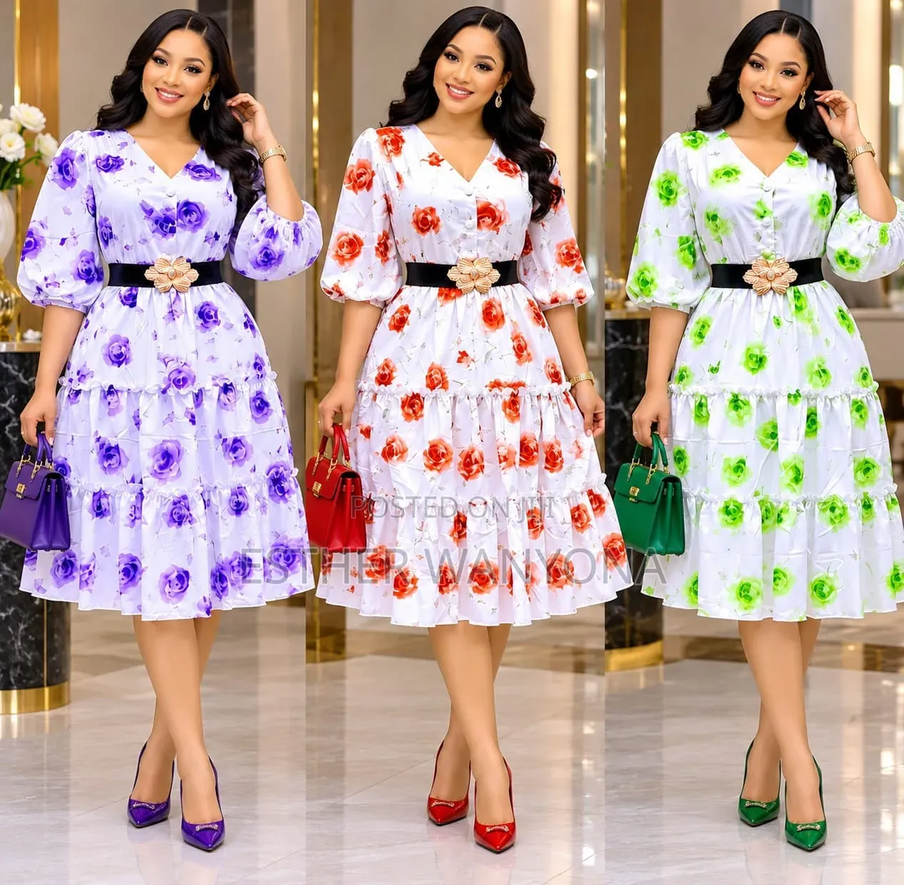 Women's Elegant Floral Print Maxi Dress