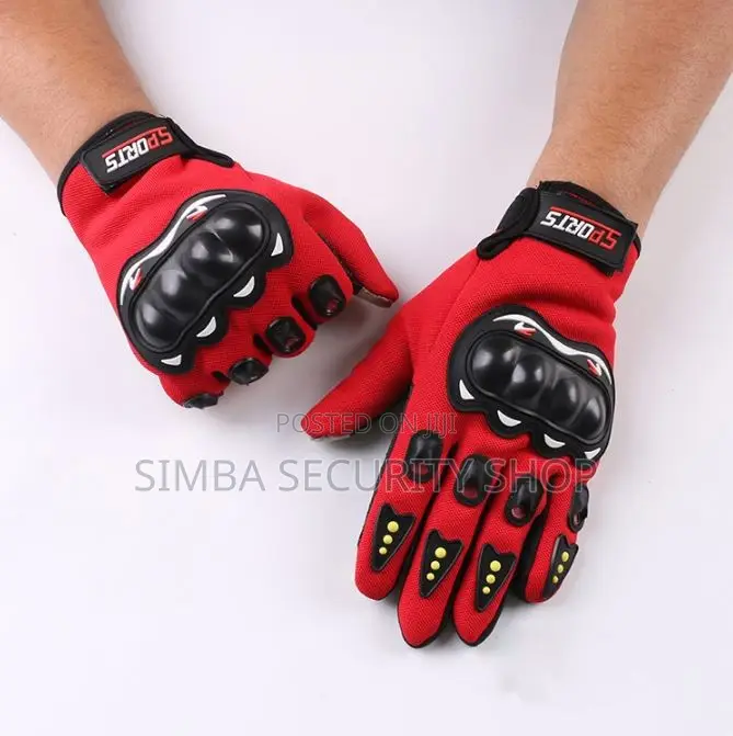 Full Finger Motorcycle Riding Gloves With Hard Knuckle Protection RED