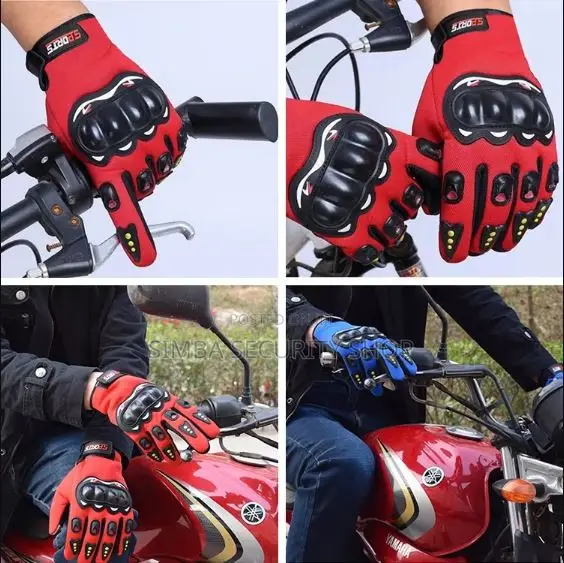 Full Finger Motorcycle Riding Gloves With Hard Knuckle Protection RED