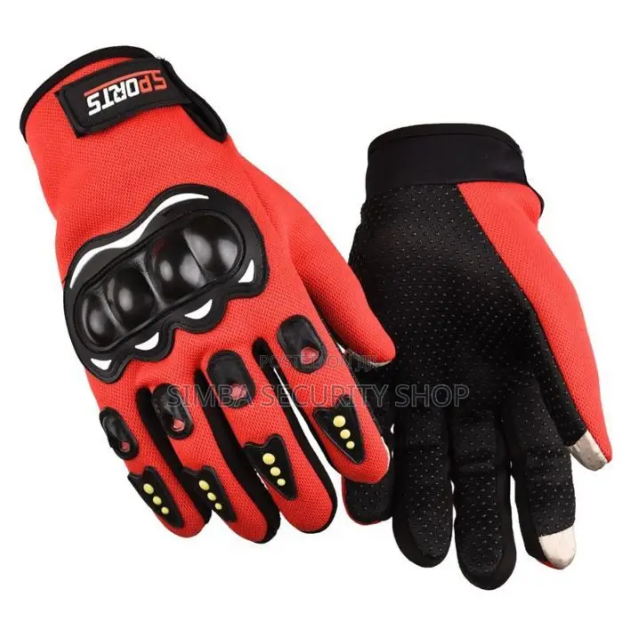 Full Finger Motorcycle Riding Gloves With Hard Knuckle Protection RED