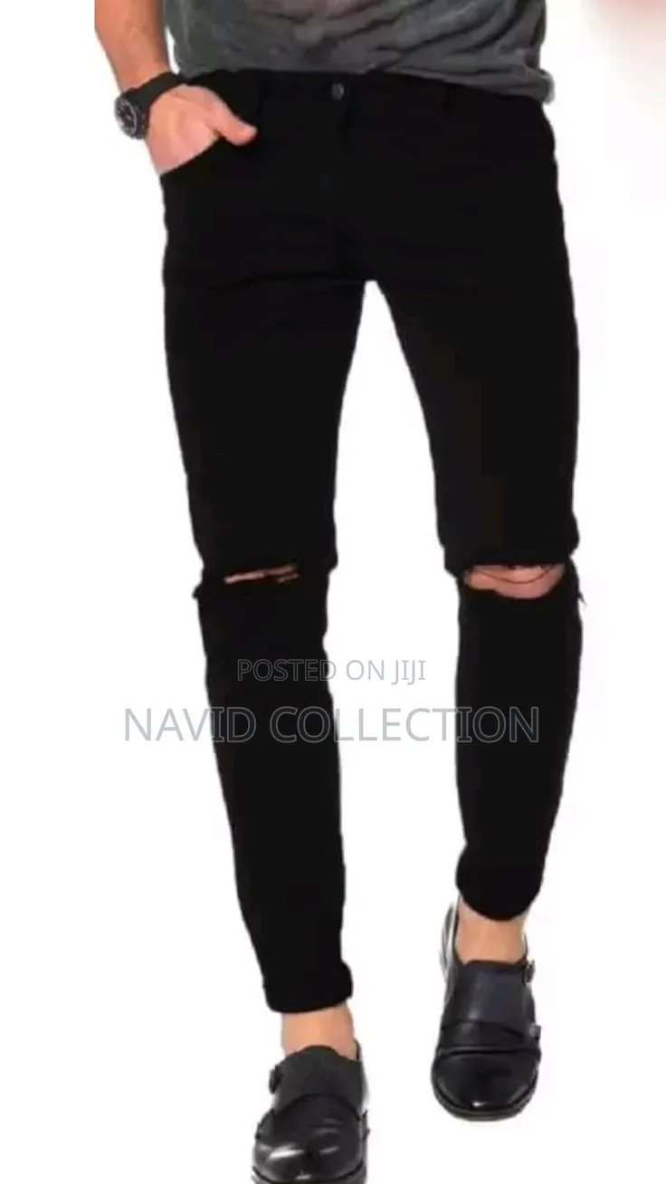 Black Knee Cut Jeans
