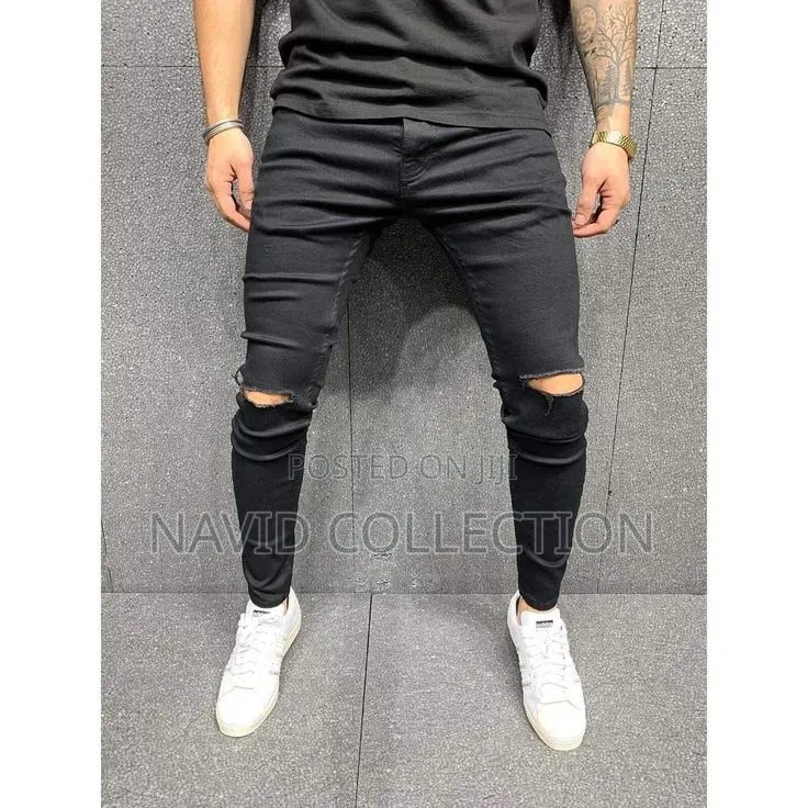 Black Knee Cut Jeans