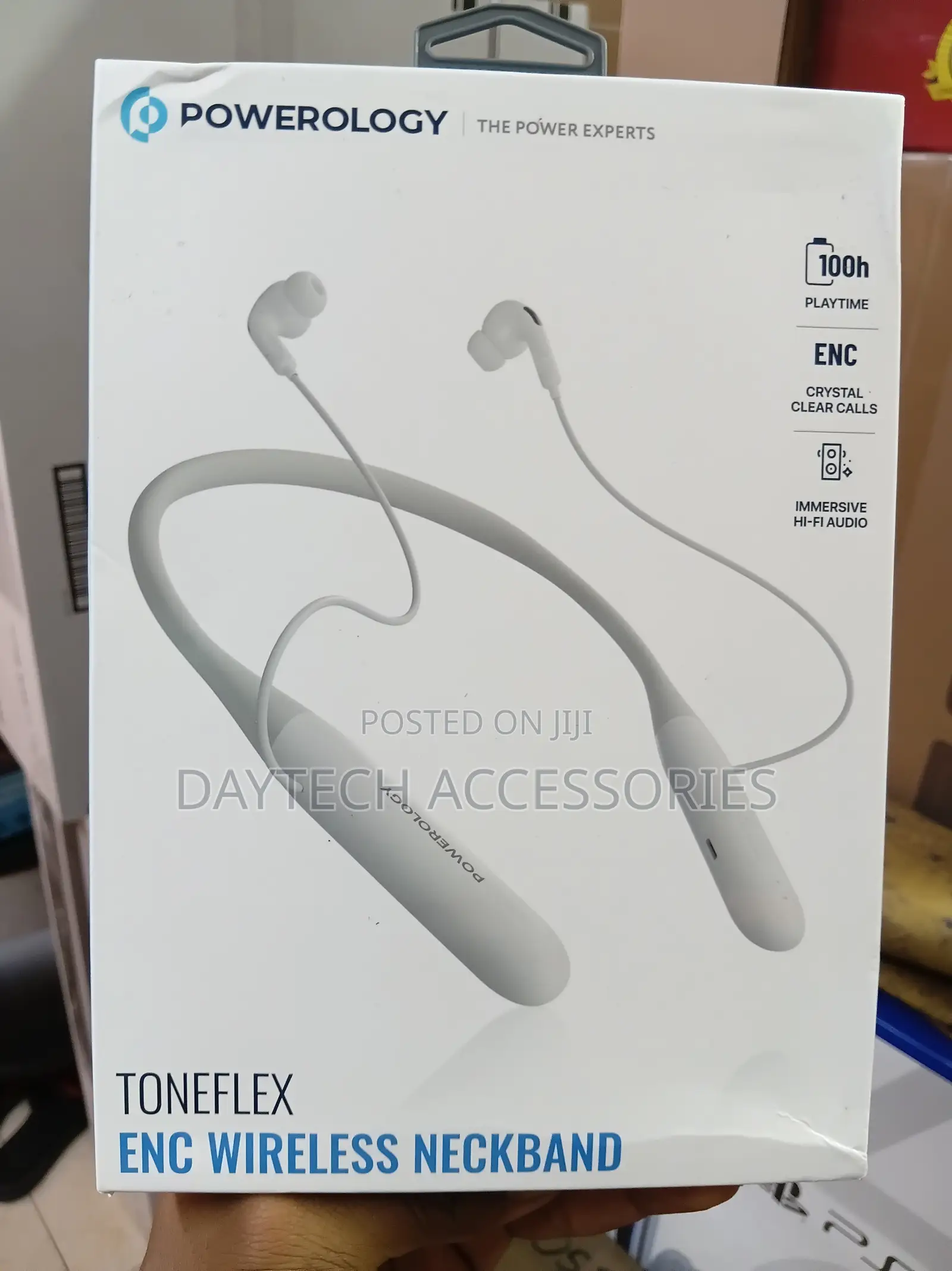 Powerology Toneflex ENC Wireless Bluetooth Neckband Earphones – White