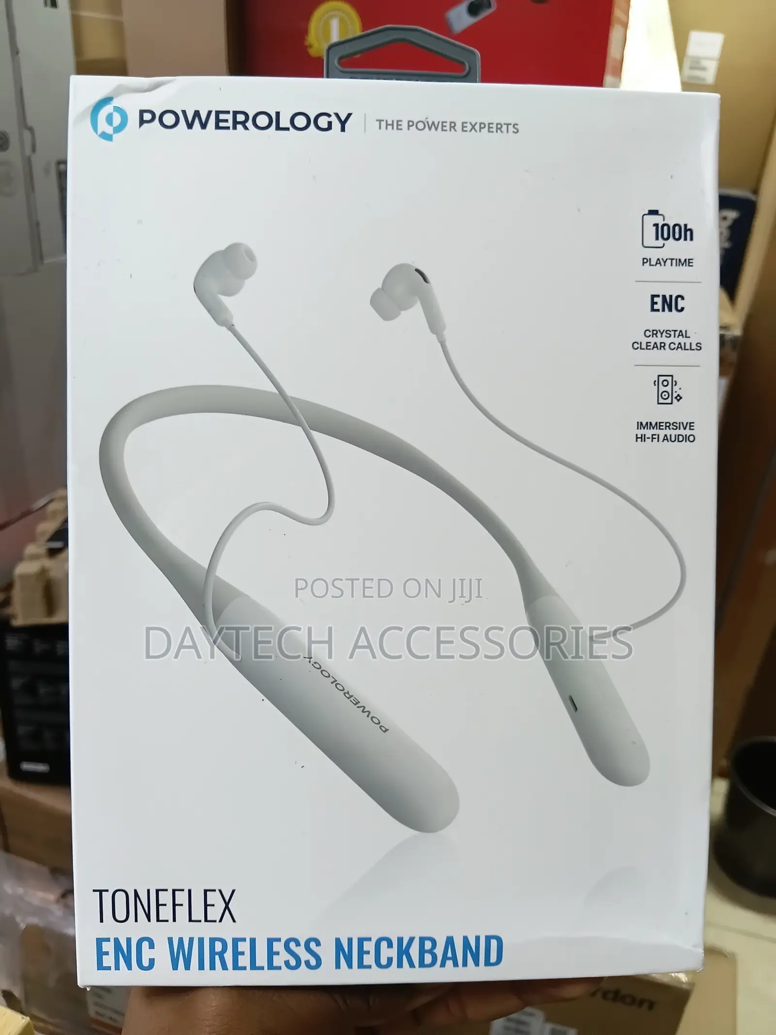 Powerology Toneflex ENC Wireless Bluetooth Neckband Earphones – White