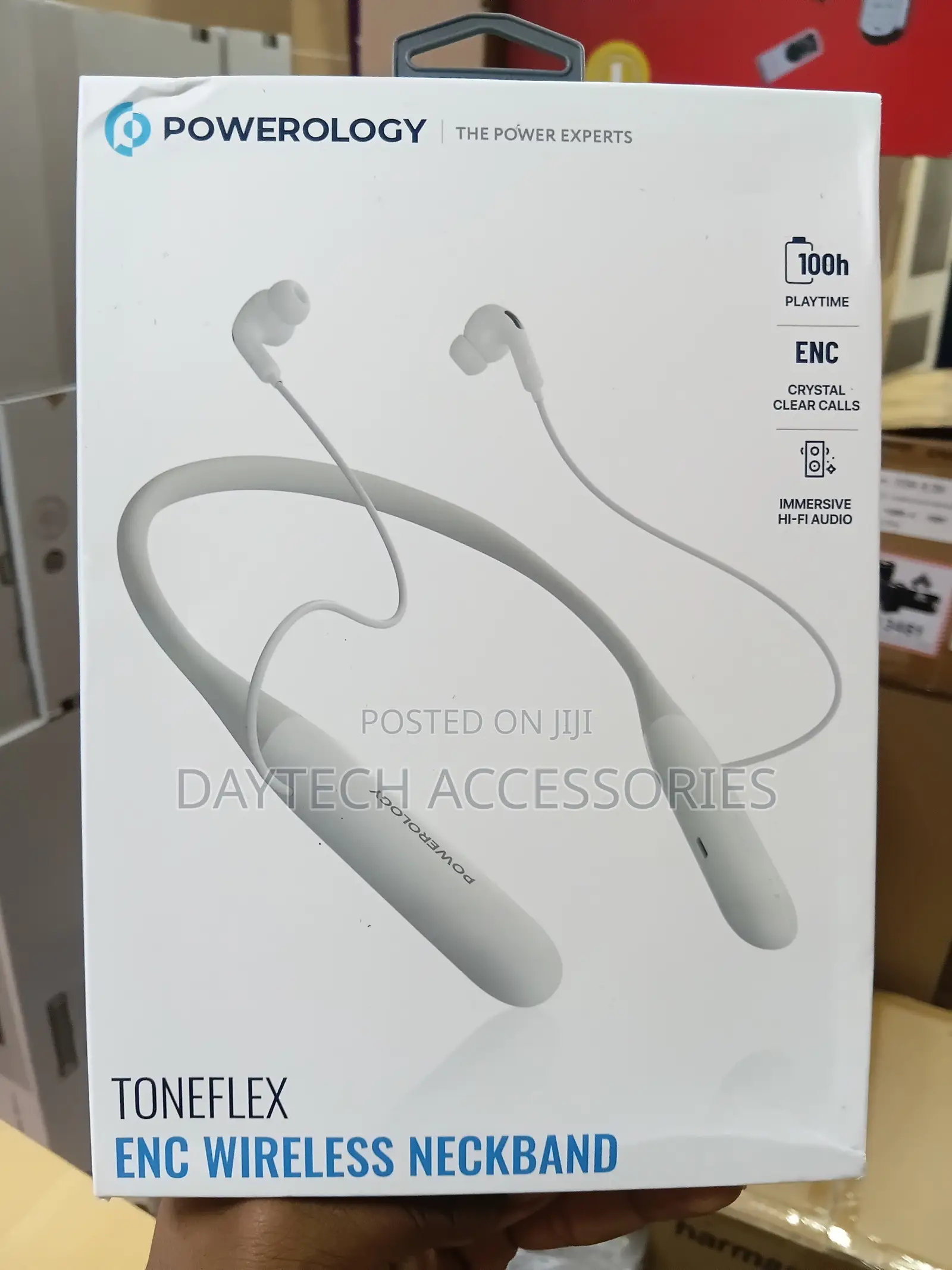 Powerology Toneflex ENC Wireless Bluetooth Neckband Earphones – White