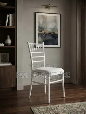 Home Chairs; White High Back Stackable Wedding Cushioned Chairs