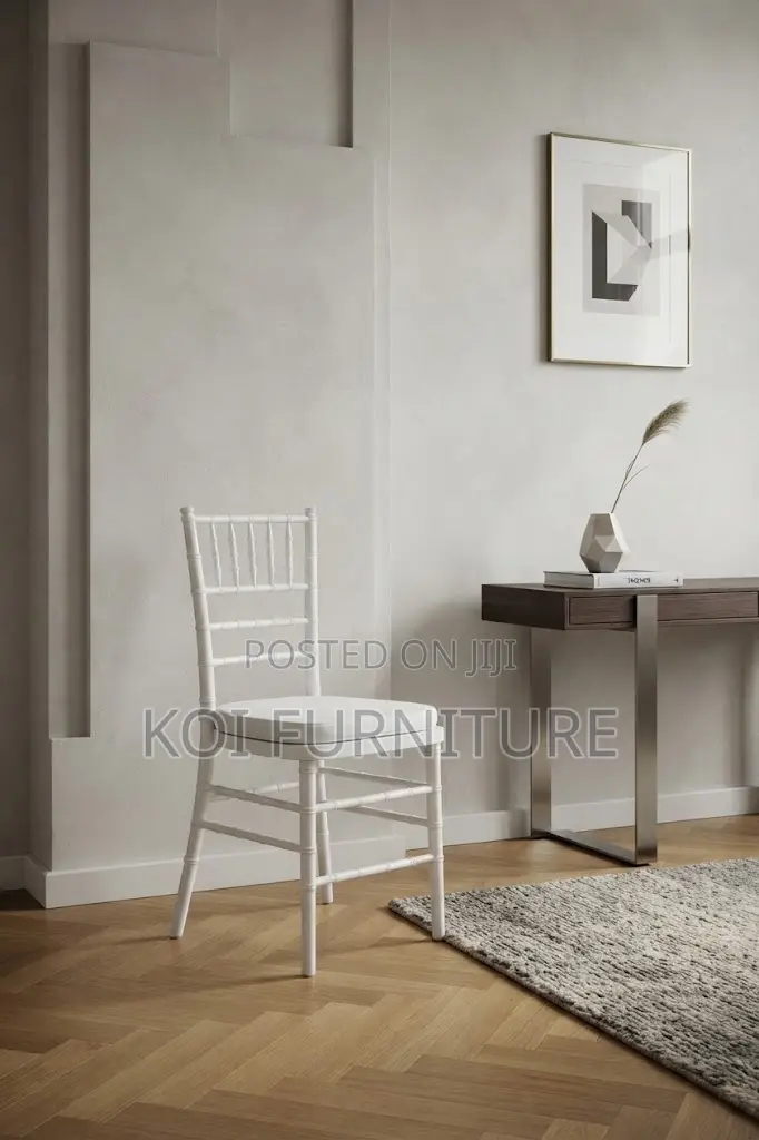 Home Chairs; White High Back Stackable Wedding Cushioned Chairs