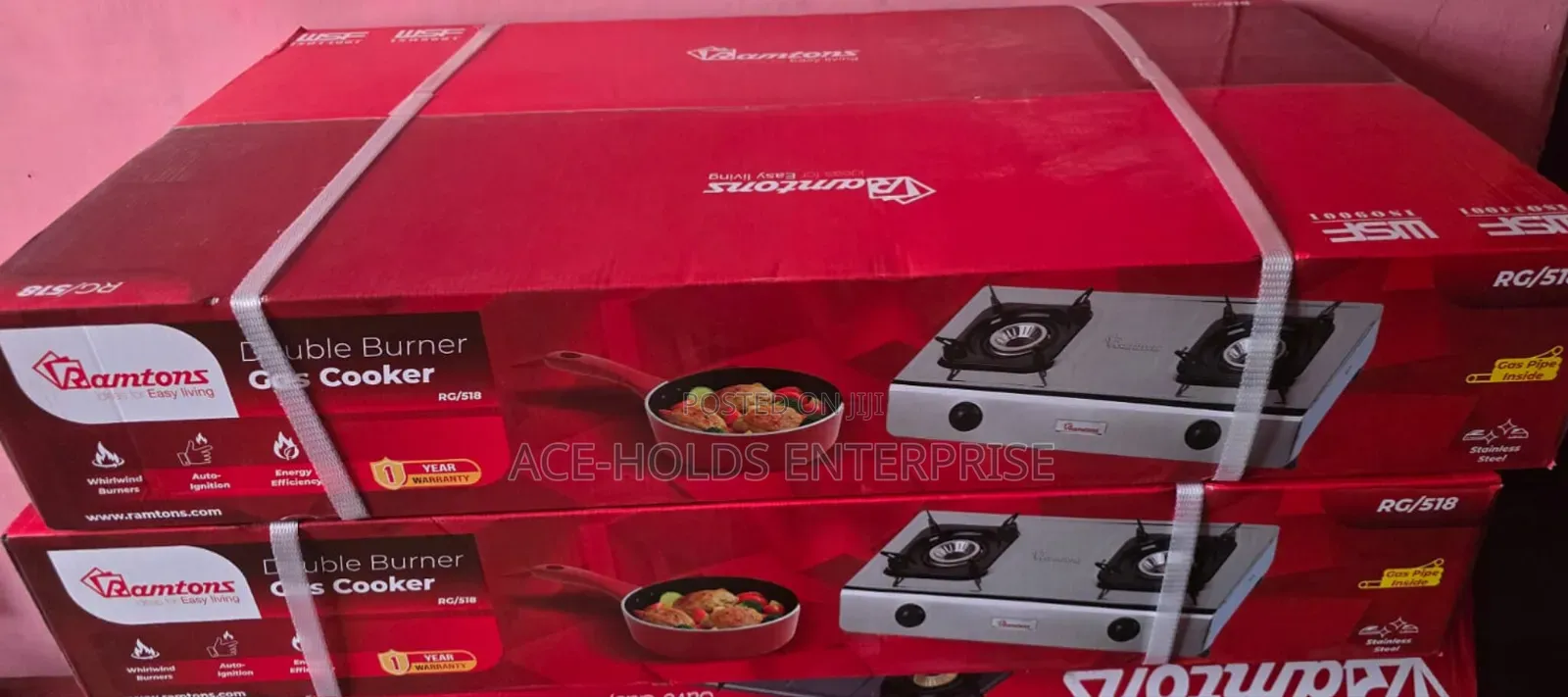 Ramtons RG/518 - 2 Burner Gas Cooker- Stainless Steel- Silver Finish
