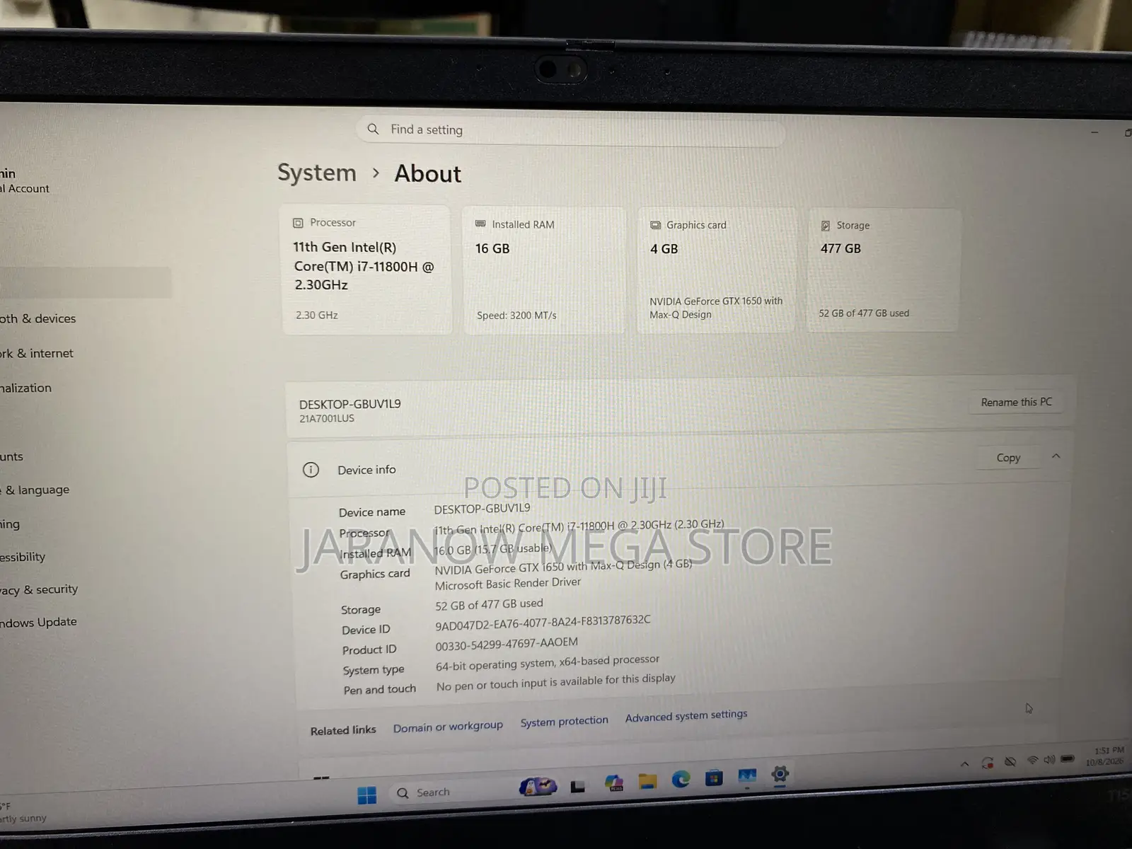 Laptop Lenovo ThinkPad T15 Gen1 16GB Intel Core i7 SSD 512GB