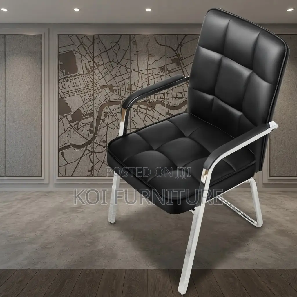 Office Chairs; Leather Reception Office Seat With Mid Back Support