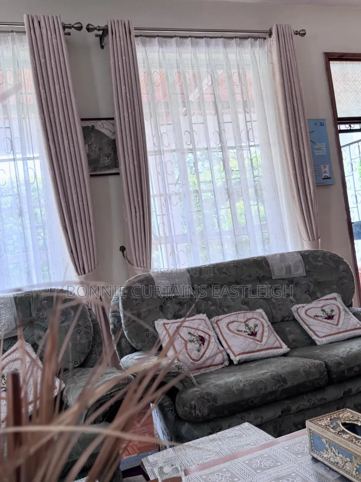 Cream and Pink High Quality Curtains and Sheers for Hooks