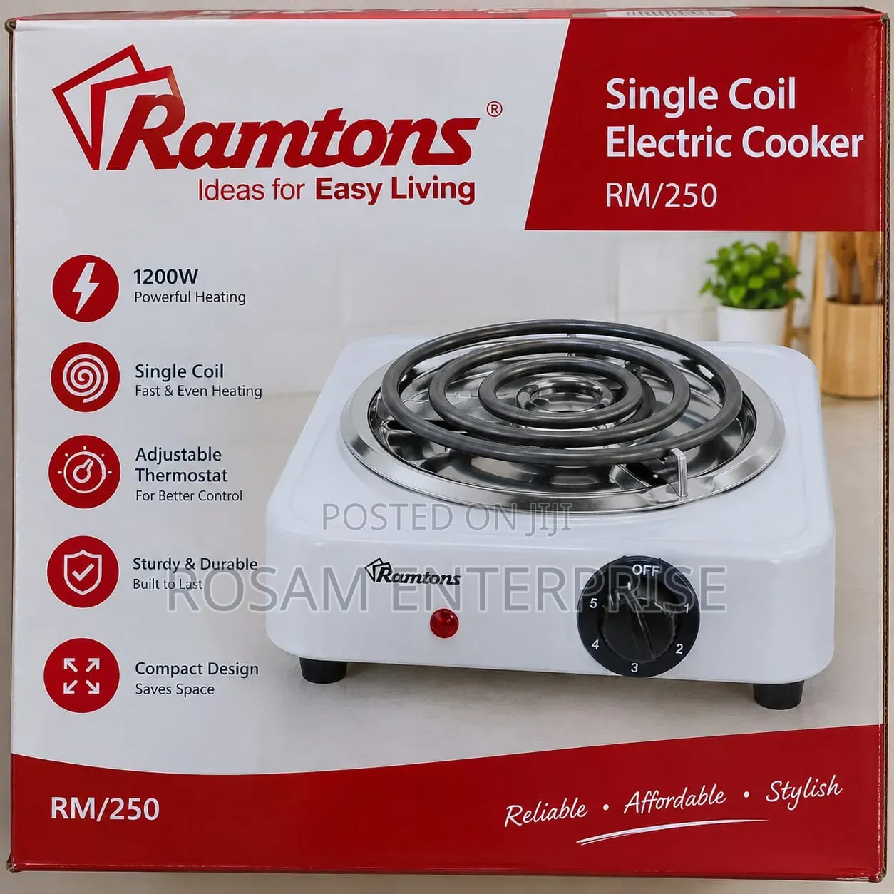 Ramtons RM/250 - Single Spiral Plate Cooker - Silver (1YR WRTY)