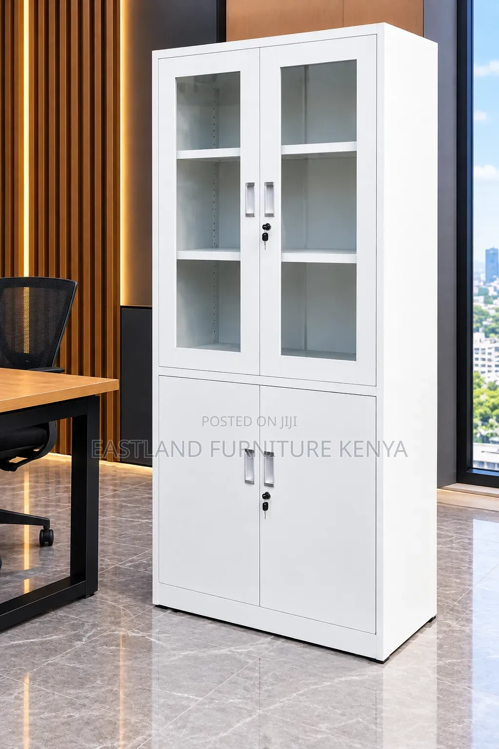 Modern Steel Filing Cabinet & Glass Door Office Storage Cabinet