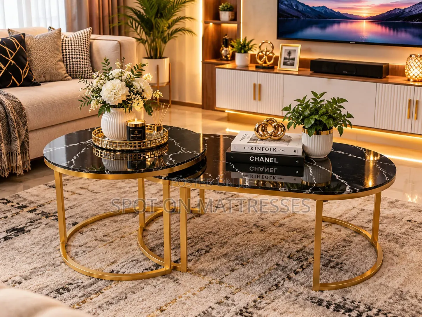 Imported Marble Top Coffee Table With Bottom Shelf. We Deliver!