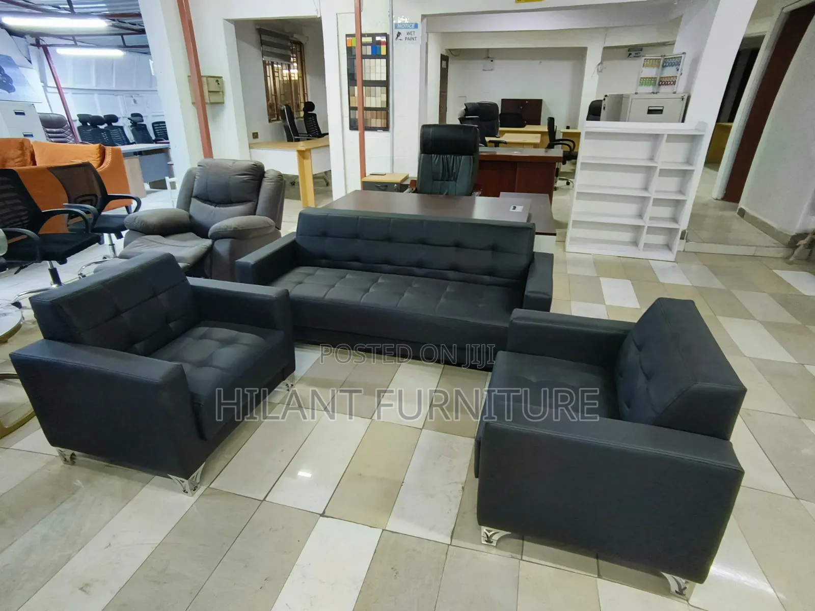 Premium Leather Executive Office Sofa 3+1+1