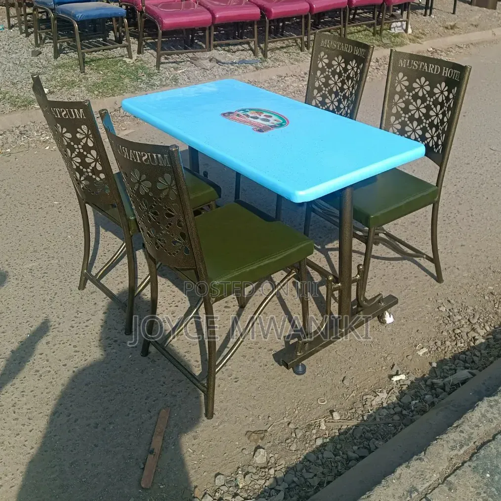 Restaurant Set With Powder Coated Frames and a 4 by 2 Table