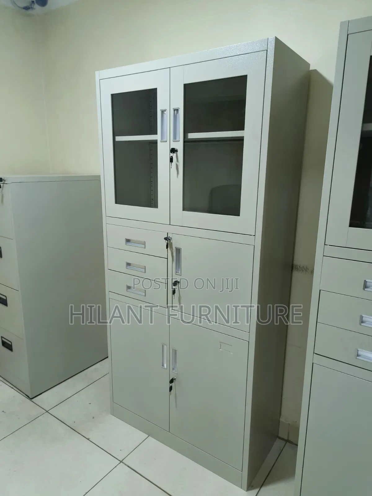 Half Glass Steel File Cabinet.