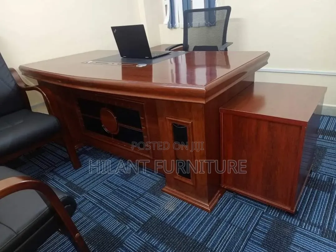 Mahogany 1.6m Executive Office Chair With Movable Pedestals