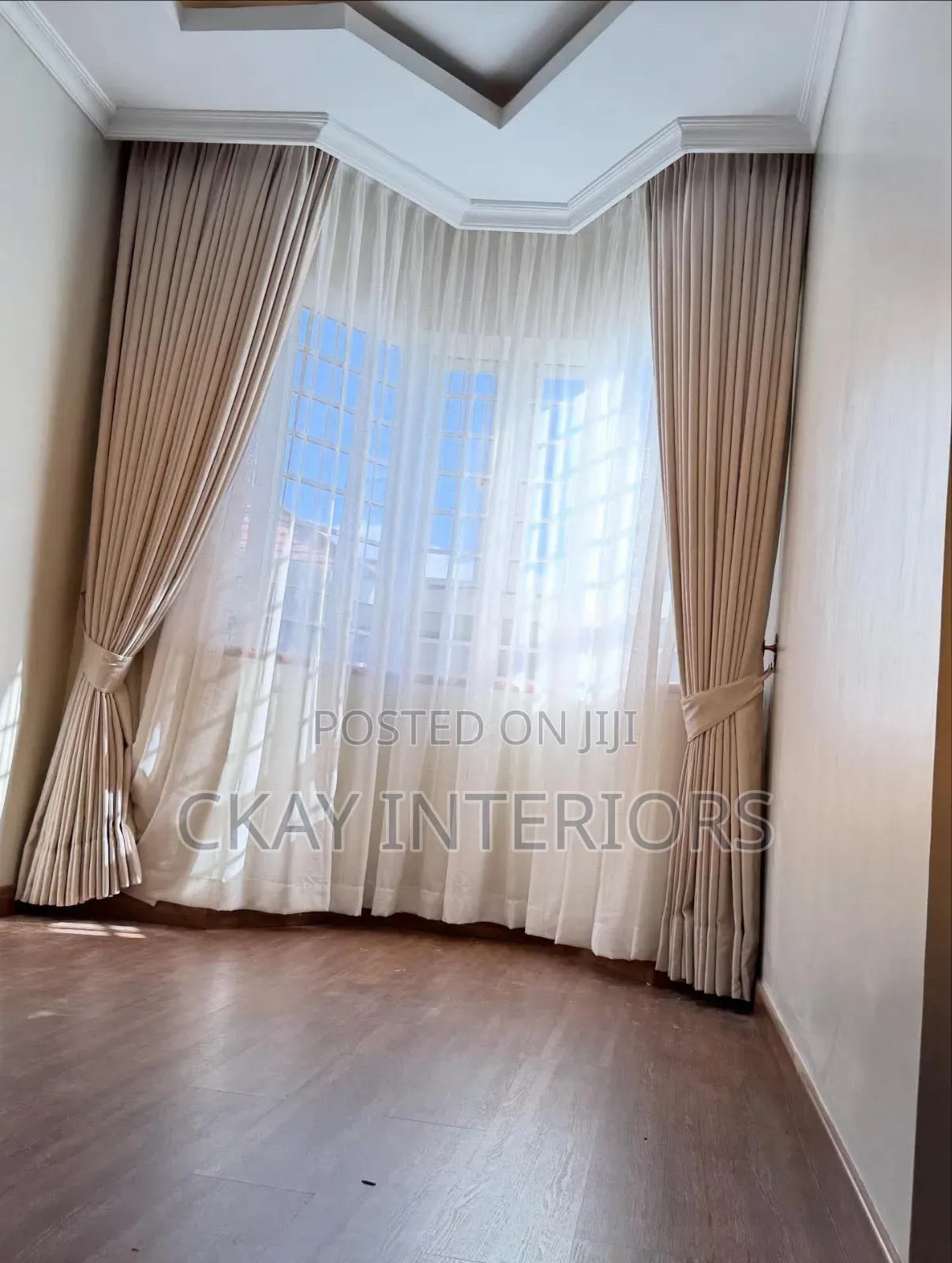 Beige and Light Grey Well Fitted Window Curtains