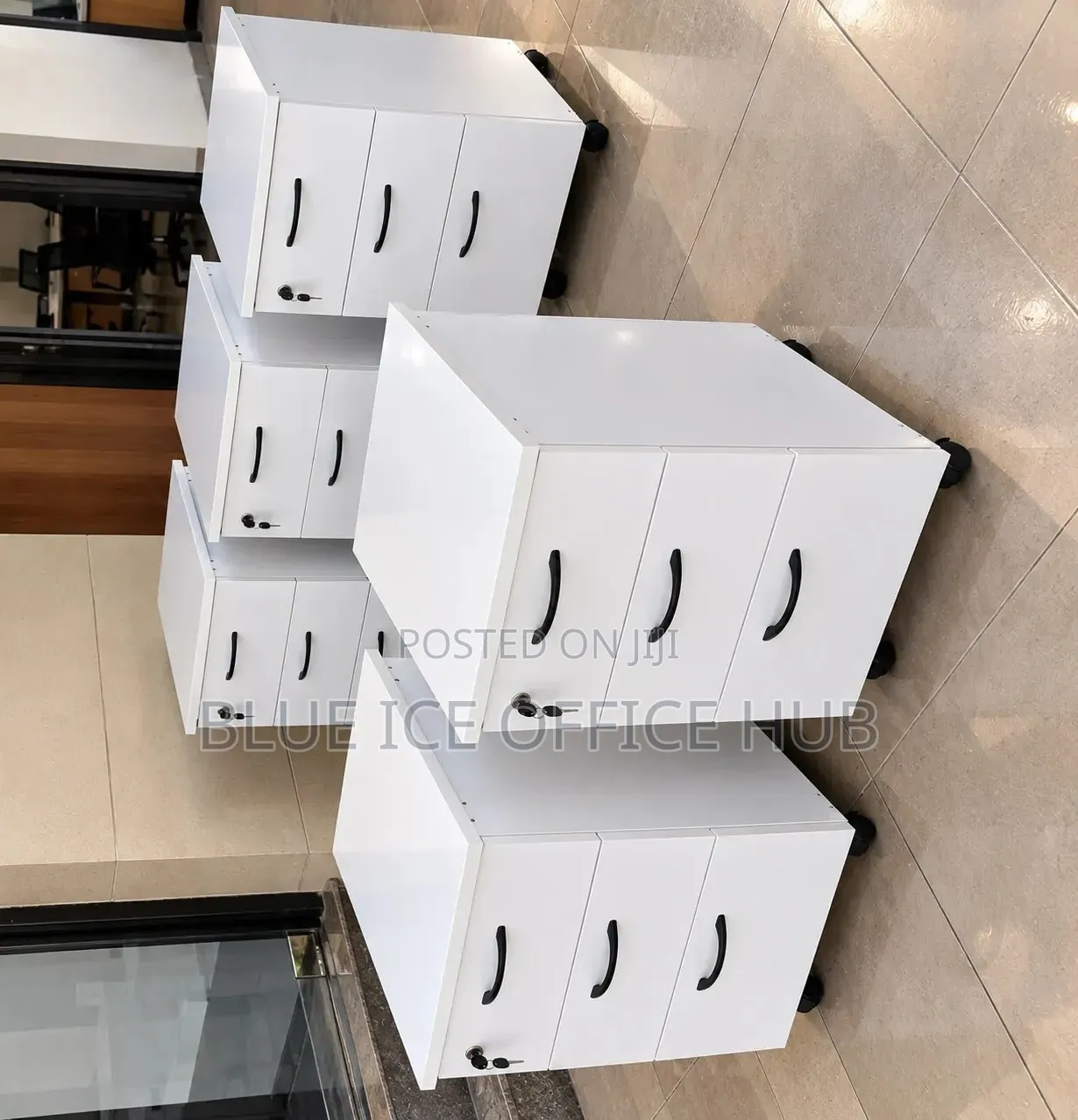 White 3 Drawer Mobile Office Pedestal With Lock
